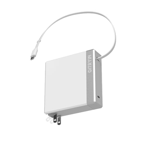 Gitryin 140W Retractable Laptop Charger Block for MacBook Multiple Devices, 2-Port Compact USB C Charger with 31.5in Type C Cable, Fast GaN Charger for MacBook,iPad,iPhone 17/16 Series,Travel, White - color: White