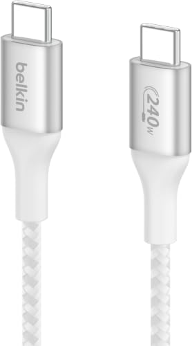 Belkin BoostCharge USB-C to USB-C Power Cable (2M/6.6ft) Fast Charging Cable 240W Power Delivery USB-IF for MacBook Pro,iPad,iPhone 16 Series,Galaxy S25 Series,Nintendo Switch 2&More-White,(Pack of 6) - color: White, size: 2 meters (Pack of 6), style: 6.6