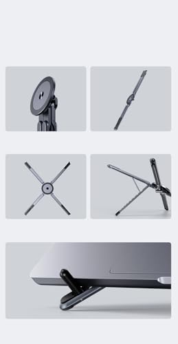 Portable Laptop Stand, Adjustable Aluminum X-Frame Computer Riser, Foldable Notebook Holder with Multi-Angle Support