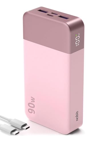 NOBIS Power Bank 90W 20,000mAh Laptop Portable Charger | PD Fast Charging Battery Pack, 4-Port, Digital Display, Compatible Laptop, Tablet, Phone and More - color: Pink