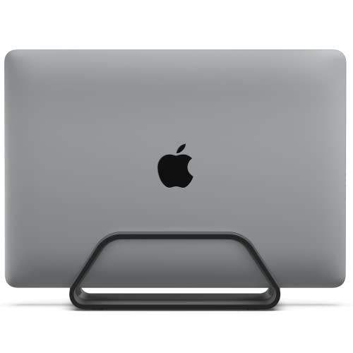 HumanCentric Vertical Laptop Stand Compatible with MacBook Pro and MacBook Air, Holder for Personal Computer Desk Stand, Aluminium, Exchangeable Inserts to Fit Different Device Models, Black - color: Black