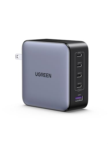 UGREEN Nexode 100W GaN USB C Laptop Charger, 5-Port Fast Charging Power Adapter Compatible with MacBook Pro/Air, iPhone 17/16/15 Series, Galaxy S25/S24, Pixel 10/9, iPad Air, Steam Deck