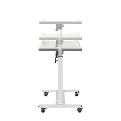 TigerDad Over Bed Table with Wheels, White | Adjustable, Rolling Laptop Table, Hospital Tray Table, Sofa Chair Side Table - color: White