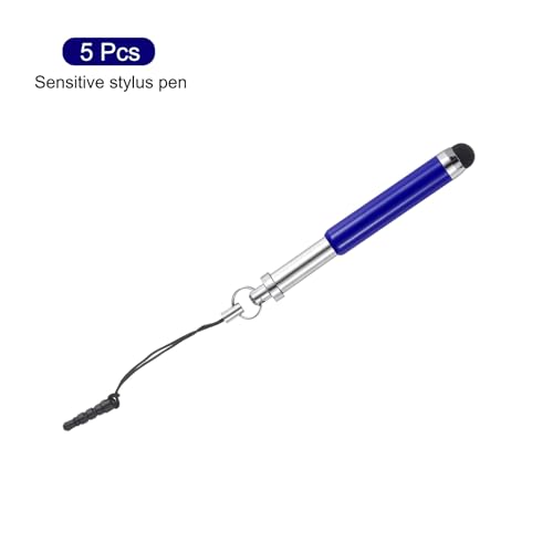 MECCANIXITY 5pcs Metallic Stylus Pen Retractable Aluminum Alloy Mini Capacitive Pens for Universal All Touch Screen Devices, Dark Blue - color: Dark Blue