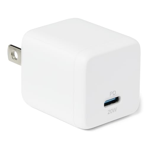 Amazon Basics 20W Fast Charging USB-C Nano GaN Wall Charger, 1-Port PD 3.1 for iPhone, Samsung, iPad, Tablets, Phones, Travel-Friendly Size, White - color: White, style: 20 W One Port