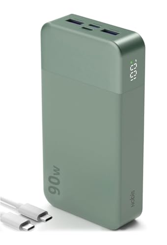 NOBIS Power Bank 90W 20,000mAh Laptop Portable Charger | PD Fast Charging Battery Pack, 4-Port, Digital Display, Compatible Laptop, Tablet, Phone and More - color: Green