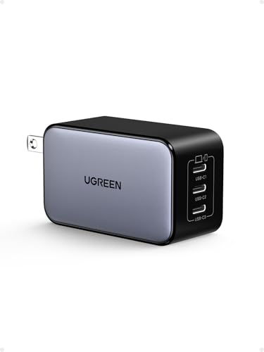 UGREEN Nexode 65W GaN USB C Wall Charger, 3-Port Type-C Fast Power Adapter Compatible with iPhone 17/16/15 Series, Galaxy S25/S24, Pixel 10/9, MacBook Pro/Air, iPad Pro/Air, Steam Deck