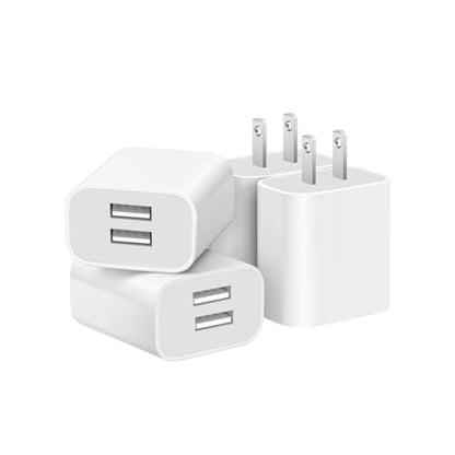 USB Wall Charger,4 Pack Dual Port Plug Adapter for Wall Outlet Charging Block, USB Power Adapter for iPhone 14/13/12/11 Pro/Pro Max, XS/XR/X,Galaxy, Pixel, Moto and Android Phones (White) - color: White