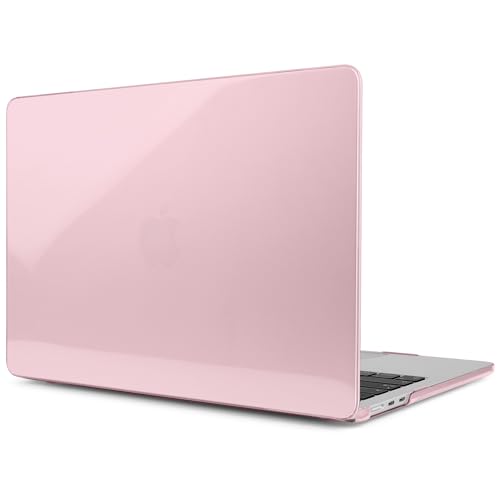 MEEgoodo for MacBook Air M5/M4/M3/M2 13 inch Case 2026-2022, Fit Model A3449/A3240/A3113/A2681, Glossy Case for MacBook Air 13.6 inch with TPU Keyboard & Webcam Cover & OTG Adapter, Fresh Pink - color: Fresh Pink