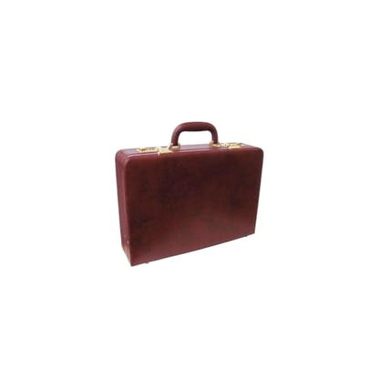 Maykoosh City Sleek Executive Faux Leather Attached Case, Two-Tone Brown, Expandable Depth, Velvet Lining, Combination Lock, Top Comfort-Grip Handle