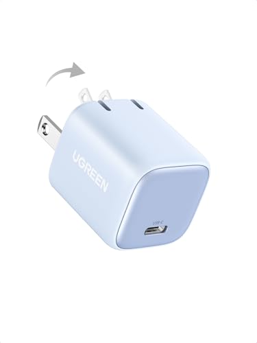 UGREEN 30W USB C Charger, Nexode Foldable GaN PPS Compact Fast Wall Charger Block, USB-C Power Adapter for iPhone 17/16/15/14, Galaxy S25/S24/S23, Pixel 9/8/7, MacBook Air, iPad(Blue) - color: Blue