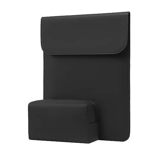 MOSISO Laptop Case 13.3 inch, 13-13.3 inch Laptop Sleeve Compatible with MacBook Neo 13 A18 Pro A3404 /Air 13/Pro 13/Pro 14 M5 M4 M3 M2 M1, Faux Suede Leather Case with Small Bag, Black - color: Black