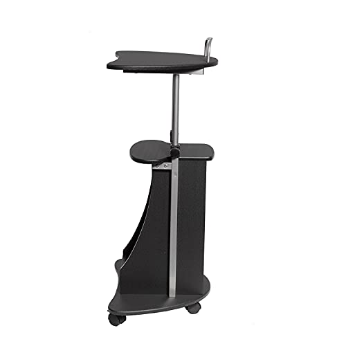 Techni Mobili Sit-to-Stand Rolling Adjustable Height Laptop Cart with Storage, Graphite, 22 x 16 x 46 - color: Black Graphite