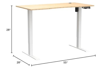 FLEXISPOT EN2 55"x28" Bamboo Electric Standing Desk with Power Strip | Solid Bamboo Desktop, Cable Management, Convenient Clamp Power Strip, And Clean Home Office Setup, White Frame - color: Bamboo Top + White Frame, size: 55x28"