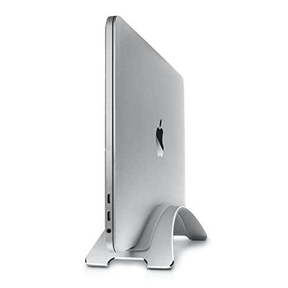 Twelve South BookArc for MacBook, Compact Vertical Desktop Stand, Silver | Compact Laptop Stand for Comfortable Desktop Setup, Saves Space While Allowing Connection to Larger Display, Silicone Insert - color: Silver