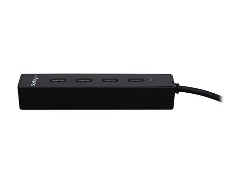 StarTech 4-Port USB 3.0 Hub 5Gbps with Built-in Cable (ST4300PBU3) | SuperSpeed laptop hub, Portable splitter, Mini-USB hub, Built-in cable, Flexible desk placement, Backward compatible - color: Black, style: 4 x SuperSpeed USB-A with Built in Cable