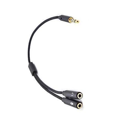 3.5mm Sound Adapter Y Splitter 3.5mm Cable Headsets 2 Female To 1 Male For Laptop Phone Earphone Headphone Microphone - color: Black