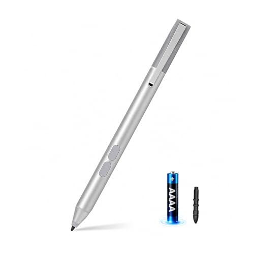 Pen for Surface Pro 11/10/9/8/X, Surface Laptop/Book/Go/Studio, Kobo | Palm Rejection, 1024 Pressure, 2500H Battery Life Active Stylus Pencil for Student Note-Taking & Artist Business Drawing - color: Silver