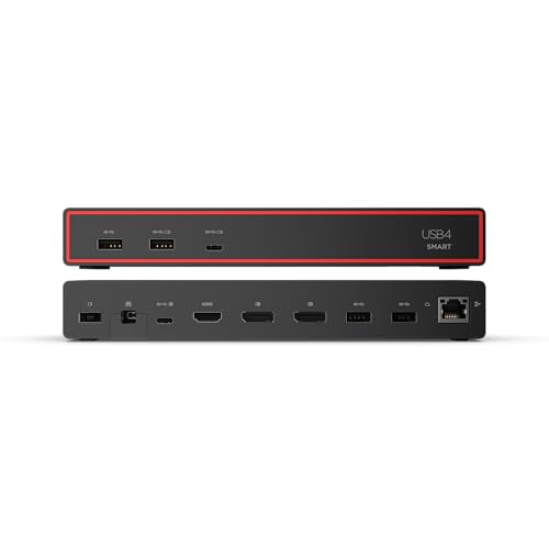 Lenovo ThinkPad USB 4 Smart Dock 5500 w/ 135W Adapter, Supports up to 4 Displays, 100W Power to Laptop, Integrated USB4 Cable, Eclipse Black