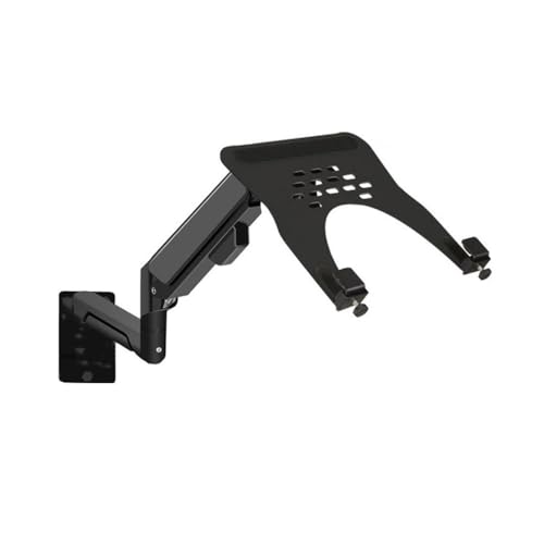 Monitor Stand Wall Mount Monitor Arm with Laptop Tray, Aluminum Gas Spring Full Motion Laptop Mount Arm Fits Max 32 inch, 19.8 lbs Screens/ 10-17" Laptop Desk Accessories(Black) - color: Black