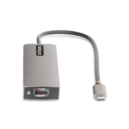 StarTech 3-Port USB-C Hub, 10Gbps, with 2.5GbE and 100W PD Pass-Through | 2.5Gbps Ethernet, Attached 1ft 30cm TPE cable, Portable, Wake-on-LAN RJ45, MAC address cloning, For MacBook iPad