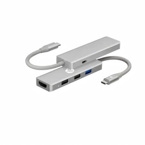 HP USB C Docking Station 5-in-1 Multi-Port USB C Hub,100W Power Delivery | Dual Monitor Support, 5Gbps Data Transfer, Aluminum Heat Dissipation,Portable,for Laptops, MacBook, iPad,and More,Silver