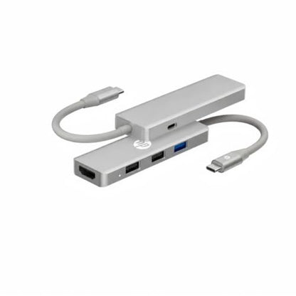 HP USB C Docking Station 5-in-1 Multi-Port USB C Hub,100W Power Delivery | Dual Monitor Support, 5Gbps Data Transfer, Aluminum Heat Dissipation,Portable,for Laptops, MacBook, iPad,and More,Silver