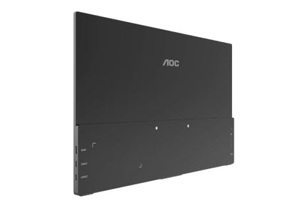 AOC 16" Portable Monitor FHD 60Hz USB-C IPS Ultra Slim Smart Cover 16T20 | 1920×1080 Computer Monitor, USB-C, Mini HDMI, Built-in Speakers, Smart Cover, Ultra Slim, VESA Mount, Low Blue Light - size: 15.6 inch Smart Cover