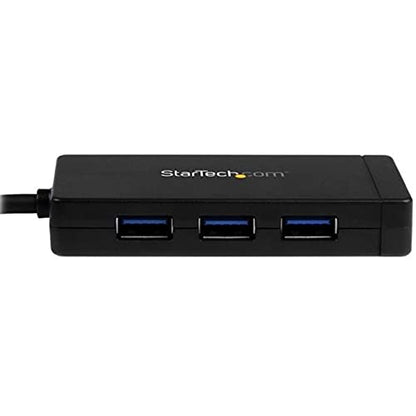 StarTech 3-Port USB-C Hub with Gigabit Ethernet and 3X USB-A, 5Gbps, TAA | Built-in 30cm USB-C cable, 3x USB-A, Fully powered connected devices, Desktop placement, Small footprint