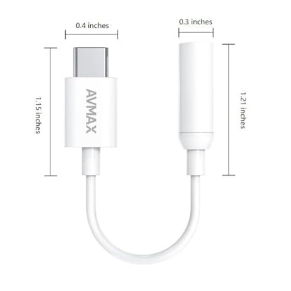 AVMAX USB C to 3.5mm Audio Headphone Adapter HiFi 2 Pack,Type c to Aux Female Cable for 16 15 Plus, S24 S23 S22 S21 S20 and More Type c Devices(Classic white2) - style: Classic White2