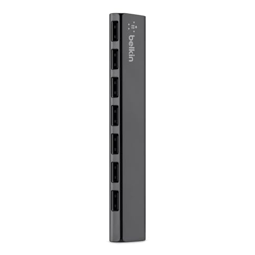 Belkin 7-Port USB 2.0 Ultra-Slim Desktop Hub | Expands USB connectivity for desktop and laptop, slim low-profile design, compatible with keyboards, mice, and drives