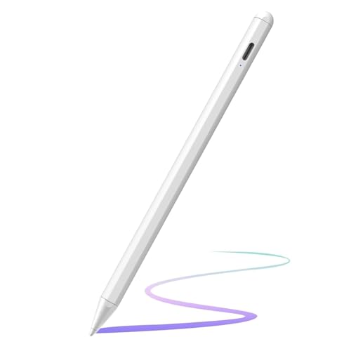 Stylus Pen for iPad A16 11th/10th Palm Rejection & Fast Charging Stylus Pen 2025-2018 Stylus Pencil for Apple iPad 11th/A16/10/9/8/7/6th,Pro 12.9/11/13 inch M4,Air M2/M3/5/4/3,Mini A17/5th/6th - color: White