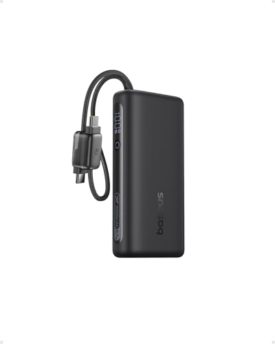 Baseus Mini Power Bank Fast Charging 67W, 10000mAh Small Portable Phone Charger Built-in Dual USB C Braided Cable, Travel Essential Battery Pack for iPhone 17/16/15, iPad, Samsung Galaxy S25/S24 etc. - color: Midnight Black