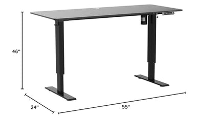 farexon Electric Standing Desk Adjustable Height, 55 x 24 Inch Stand up Desk with Large Mouse Pad, Rolling Wheels & Foot Pad,27''-46'' Lifting Range Home Office Computer Desk(Black) - color: Black, size: 55 x 24''