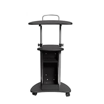 Techni Mobili Sit-to-Stand Rolling Adjustable Height Laptop Cart with Storage, Graphite, 22 x 16 x 46 - color: Black Graphite