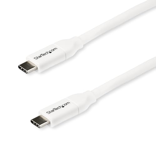 StarTech 6.6ft (2m) USB-C Fast Charging Cable, Charge/Sync, 100W (5A) PD, USB-IF Certified, Charging Cord, White | USB 2.0 480Mbps, Charge and Sync, 100W 5A Power Delivery, USB-IF Certified, Type C Cord, Aluminum-Mylar Foil Shield - color: White, size: 6