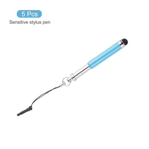 MECCANIXITY 5pcs Metallic Stylus Pen Retractable Aluminum Alloy Mini Capacitive Pens for Universal All Touch Screen Devices, Light Blue - color: Light Blue