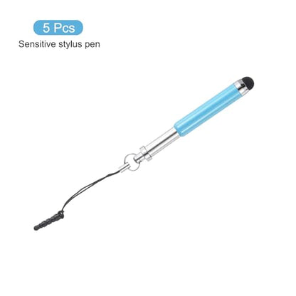 MECCANIXITY 5pcs Metallic Stylus Pen Retractable Aluminum Alloy Mini Capacitive Pens for Universal All Touch Screen Devices, Light Blue - color: Light Blue
