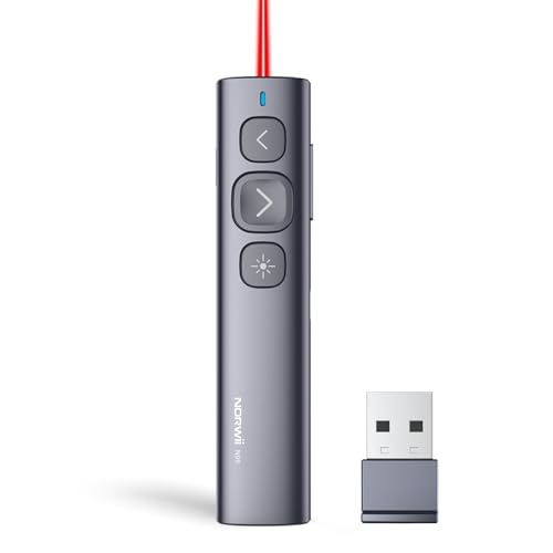 N95 Presentation Clicker, PowerPoint Clicker for Presentation Remote, Rechargeable Wireless Presenter Pointer, Slide Advancer for PC/Laptop/e-Book in Classroom, Auditorium, Church (Red, USB-A) | PowerPoint Clicker for Presentation Remote, Long-Range Wirel