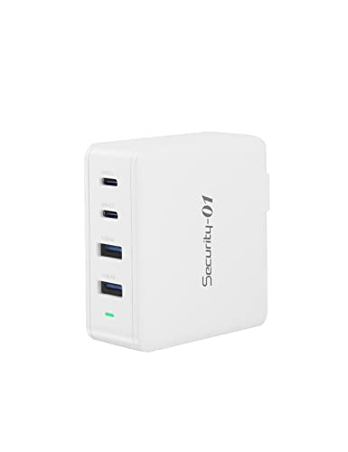 100W USB C Charger, Security-01 4 Ports GaN PD Fast Wall Charger, Compatible with MacBook Pro, MacBook Air, iPhone 14 13 Pro,Steam Deck,Galaxy S22/S21 and More - size: 100W