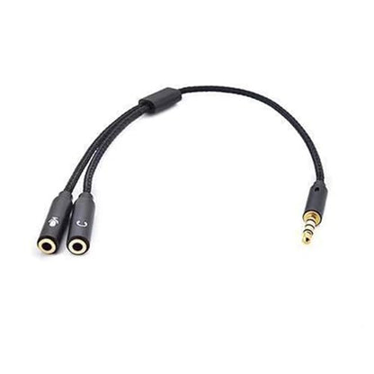 3.5mm Sound Adapter Y Splitter 3.5mm Cable Headsets 2 Female To 1 Male For Laptop Phone Earphone Headphone Microphone - color: Black