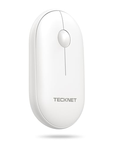 TECKNET Bluetooth Mouse, Slim Portable Wireless Mouse (BT3.0/5.0+2.4Ghz) | Lightweight with USB Receiver, Computer Mouse, Contoured Grip, Quiet Click Compatible with PC, Chromebook, Mac - White - color: White