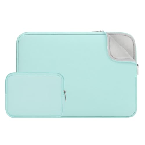 RAINYEAR 14 Inch Laptop Sleeve Case with Accessories Pouch, Mint Green | Protective Soft Fluffy Lining Portable Carrying Bag Compatible with 14 Inch Notebook Computer Chromebook - color: Mint Green(upgraded Version), size: 14"
