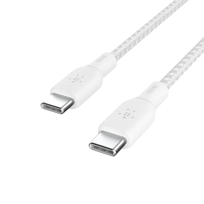 Belkin USB C to USB C 100W Braided Cable Fast iPhone Charger Cord, 9.9ft (Pack of 6) - color: White, style: 9.9ft (Pack of 6)