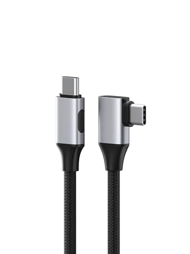 USB4 Cable, Right Angle 90Degree Braided 80Gbps, 240W Fast Charging, 8K@60Hz USB4 V2.0 USB-C Cable fits for iPhone 17 16 15 Pro Max, iPad Pro, MacBook, Thunderbolt 5/4 (Side 90 Degree, 3.3FT) - color: Grey, size: 3.3