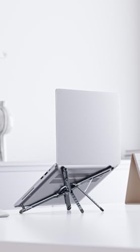 Portable Laptop Stand, Adjustable Aluminum X-Frame Computer Riser, Foldable Notebook Holder with Multi-Angle Support