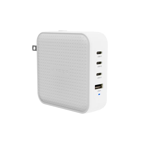 HyperJuice® 100W GaN Safety Tested Travel Charger - Quad-Port GaN Charger for iPhone, iPad, MacBook, Smartphone, & Laptop - Compact Type C Charger Fast Charging Phone Charger for 4 Devices (White) - size: 100W - 4 Devices