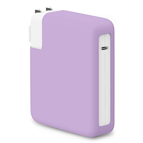 for MacBook Pro 16 inch 2026 M5 A3428 A3429 140W Power Adapter Cover, 140W Soft Silicone Charger Case Sleeve for Mac Pro 16 A3403 A3186 A2991 A2780 A2485 2021-2024 M4 M3 M2 M1, Pink Purple - color: Pink Purple