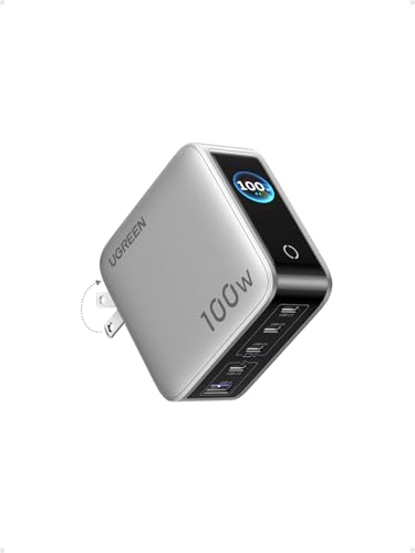 UGREEN Nexode Pro 100W GaN USB C Charger, 5-Port Fast Type-C Wall Charger Block with Smart Display Compatible with MacBook Pro/Air, iPhone 17/16 Series, Galaxy, iPad Pro, Steam Deck