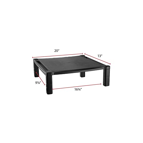 Kantek Extra Wide Single Level Height-Adjustable Monitor/Laptop Stand, 20-Inch Wide x 13.25-Inch Deep x 3 to 6.5-Inch High, Black (MS500) - style: Wide Single Level